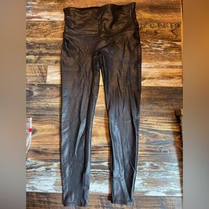 SPANX Black Faux Leather Bodycon Leggings
